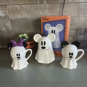 👻 Disney Mickey Minnie Mouse Ghost Mugs & Candy Jar Set👻